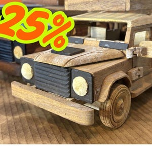 Handmade Rustic Wooden Land Rover 110 Model, perfect gift for car enthusiasts, ideal as a desk addition, collector item 5x3x3.5 (inch) small