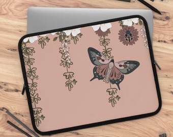 Bohemian Butterfly Laptop Sleeve - Stylish Tech Organizer, Gift for Students, Mother's Day, Floral Laptop Case, Computer Sleeve