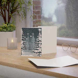 Cartões de felicitações Winter Wonderland - Conjunto de 10, 30 ou 50 peças, cartões de Natal, cartões de felicitações de feriados, cartões sazonais, design de floresta nevada