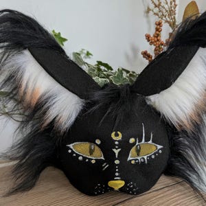 Therian Mask Black Cat Moon Mask Handmade Cosplay