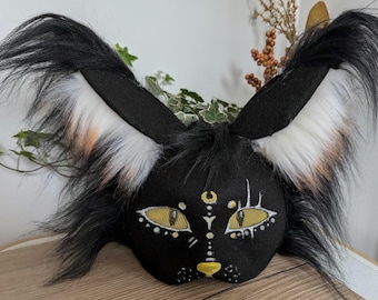 Therian Mask Black Cat Moon Mask Handmade Cosplay