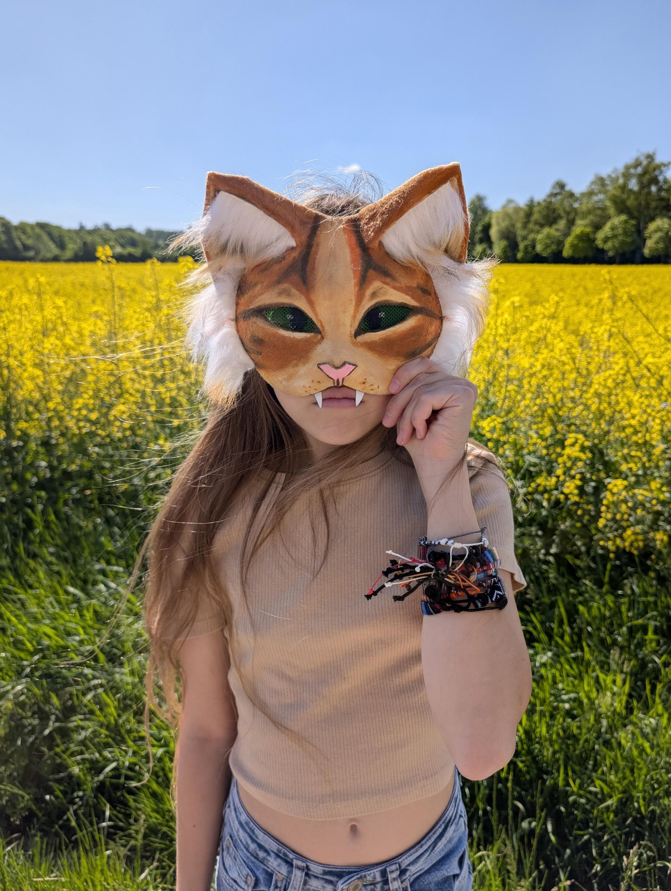 Masque de chat paon pour Therian Gear & Quadrobics | Masque réaliste en