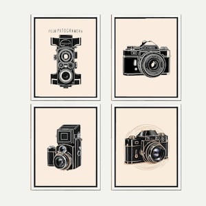 Set of 4 Prints, Vintage Camera Print, Polaroid Poster, Printable Camera, Retro Polaroid, Retro Wall Print, Camera Wall Art, Digital Print
