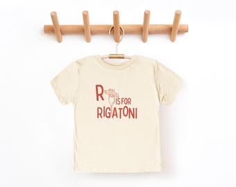 Toddler Pasta Tee, Italian Food Lover Gift, Rigatoni Pasta Shirt, Kids Foodie Apparel, Pasta Party Outfit, Food Lover Gift for Children