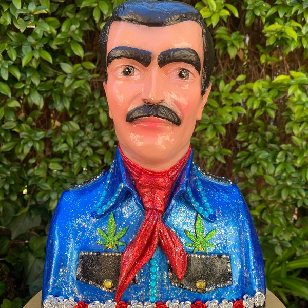 OOAK Jesus Malverde Bust Cjuba Lord Angel Of The Poor Mexican Altar Statue Piggy Bank