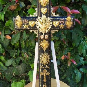 OOAK Cherub Cupid Virgen de Guadalupe Tonantzin Sacred Heart Milagro Mexican Wall Cross Sculpture