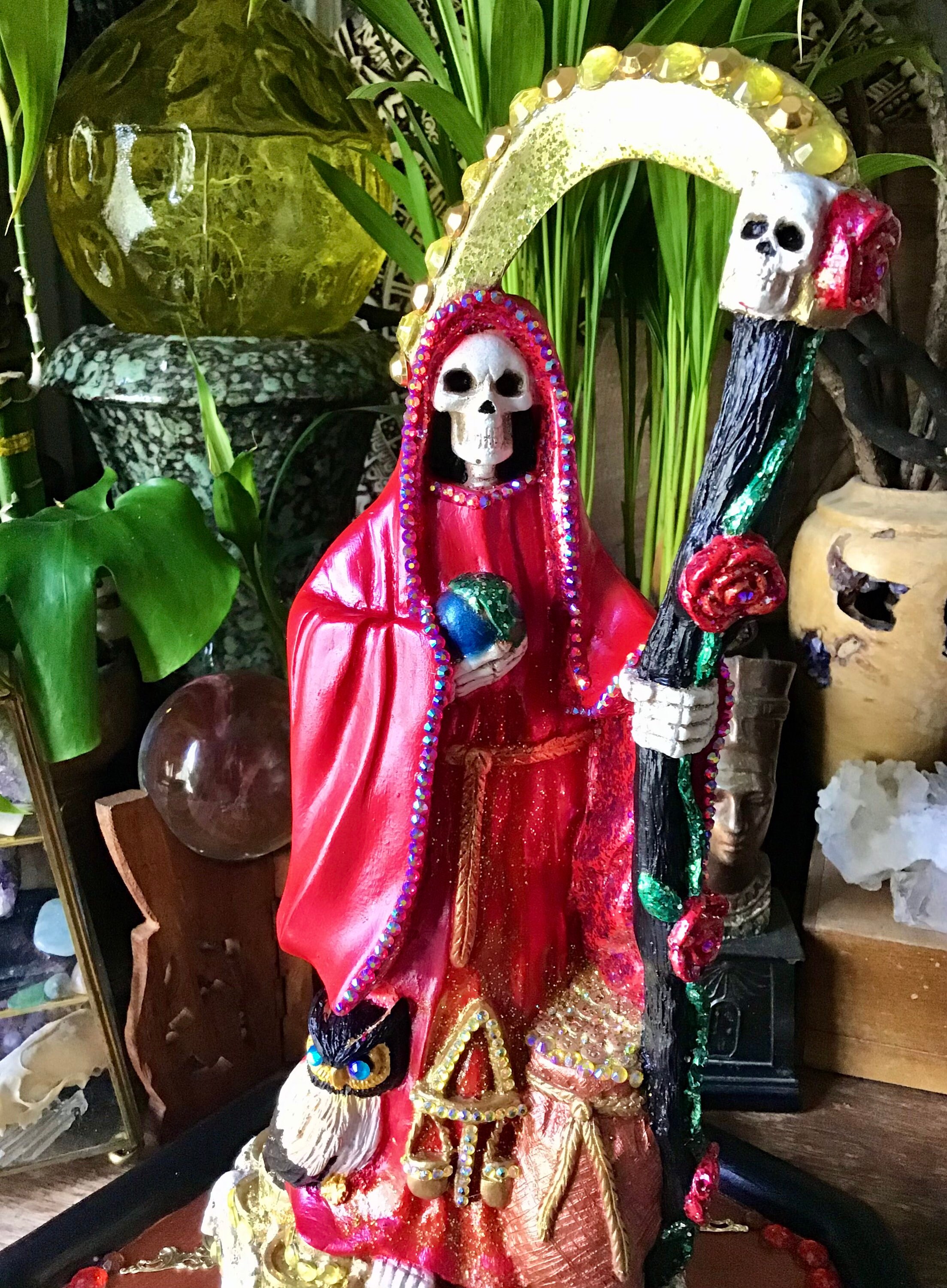 OOAK Religious White Santa Muerte La Flaca Mictlantecuhtli Grim Reaper