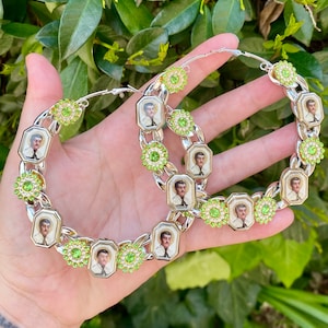 Jesus Malverde Große Kette Hoop Ohrringe Cjuba Herr Engel der armen mexikanischen Heiligen