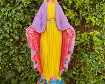 OOAK Virgen de Guadalupe Dia De Los Muertos Calavera Mexican Statue Sculpture