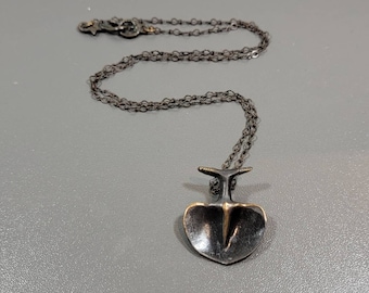 brutalist bronze pendant necklace abstract