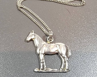 horse necklace equestrian pendant sterling silver