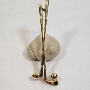 golf club brooch rolled gold clubs antique safety clasp