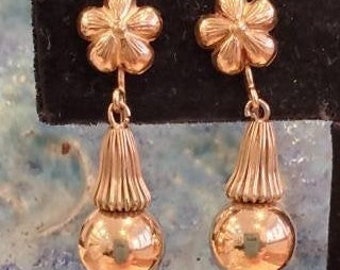 Flower drop earrings Dangle Gold filled Victorian floral drops