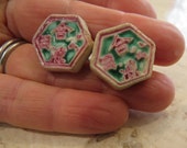 Japanese cufflinks ceramic glaze sterling silver