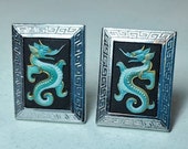 toshikane cuff links porcelain sterling silver dragon