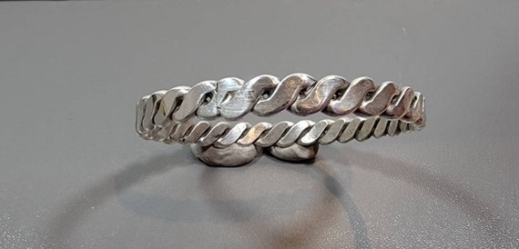 sterling bracelet bangle braided shiny vintage solid