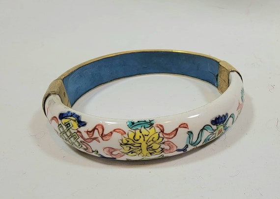 chinese antique bangle bracelet porcelain and enamel