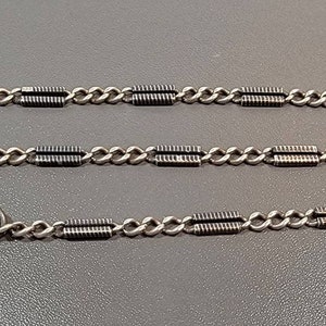 niello watch chain antique silver and steel