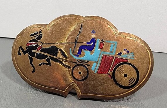 deco brooch horse carriage bouillett france high … - image 3