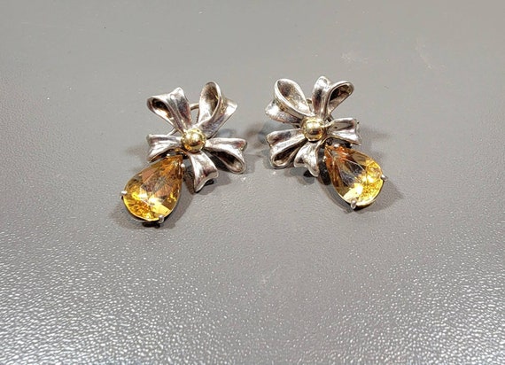 tiffany earrings bow vintage sterling citrines