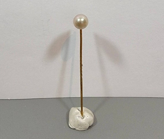 lapel pin faux pearl antique stickpin simple - image 1