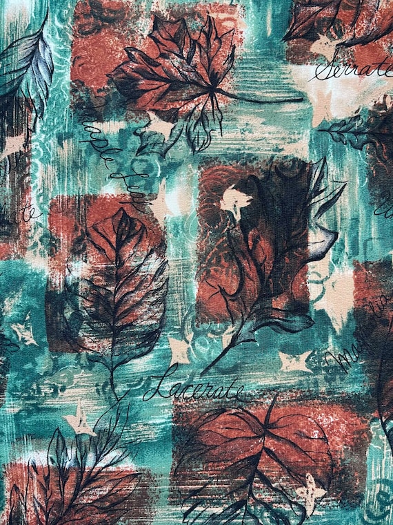 Silk Scarf with tree leaves green and brown square scarf head kerchief neck scarf dendrologist scarf tree pocket square
