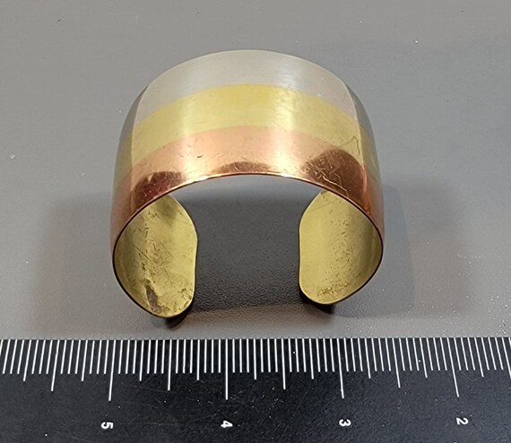 copper cuff bracelet wide brass silver vintage - image 4