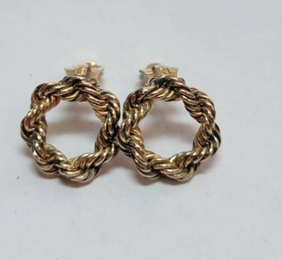 rope chain earrings hoop earrings gold filled fro… - image 1