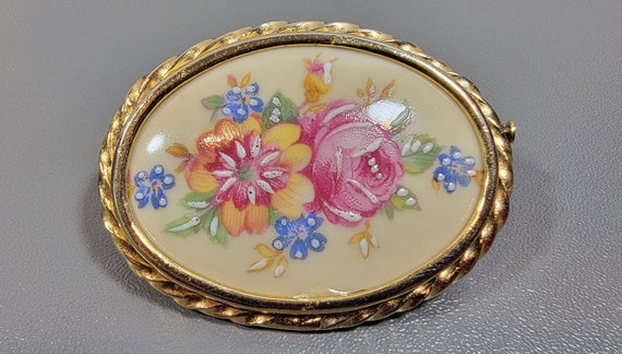 Flower brooch porcelain antique gift for her