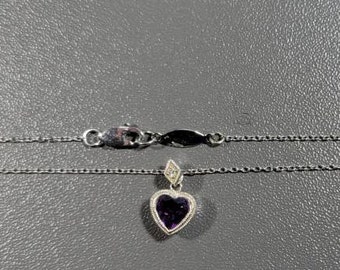 heart necklace romantic Diamond accent white gold 14 Karat amethyst