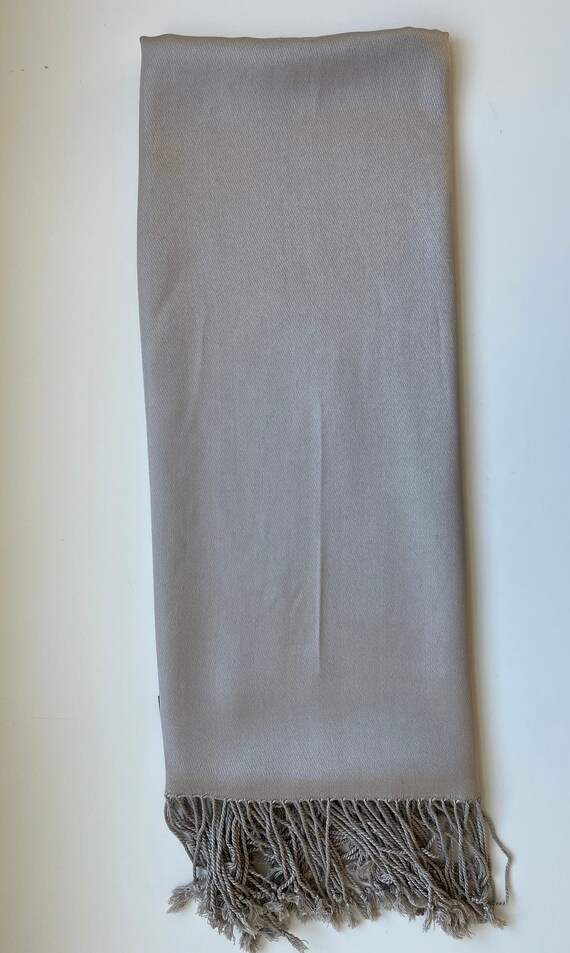 Beige shawl long fringed wrap Viscose fiber