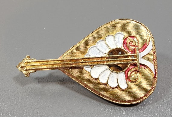 mandolin brooch gold tone metal vintage musical instrument