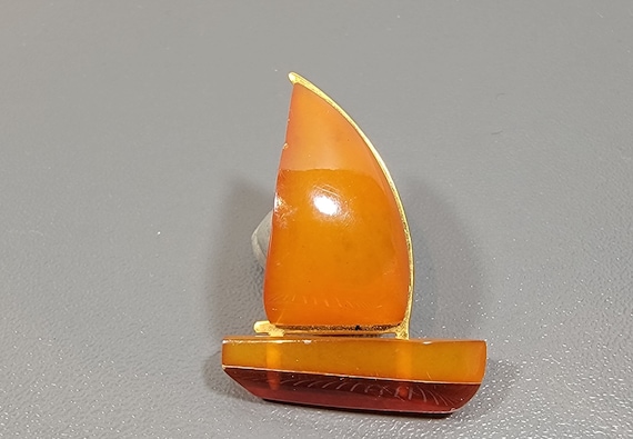 Sail boat brooch antique art deco