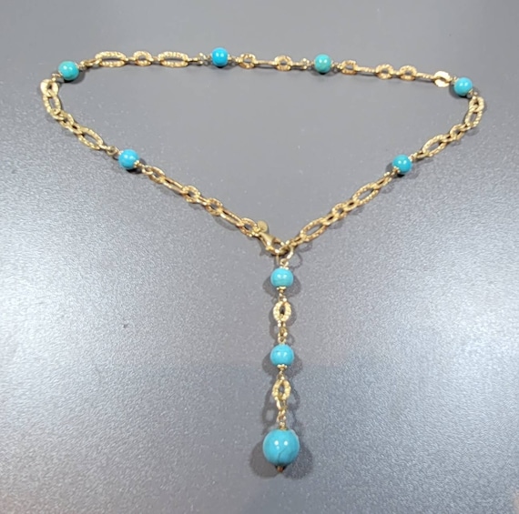 sterling silver necklace gold gilt blue stone beads
