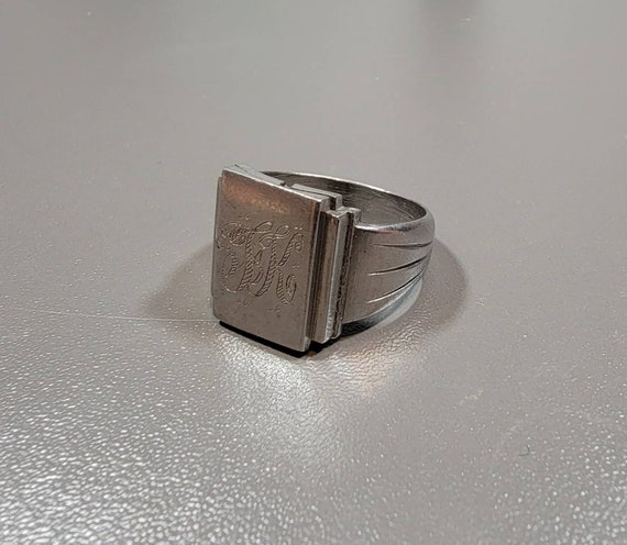 signet ring stainless steel large handmade monogram fk men's jewelry