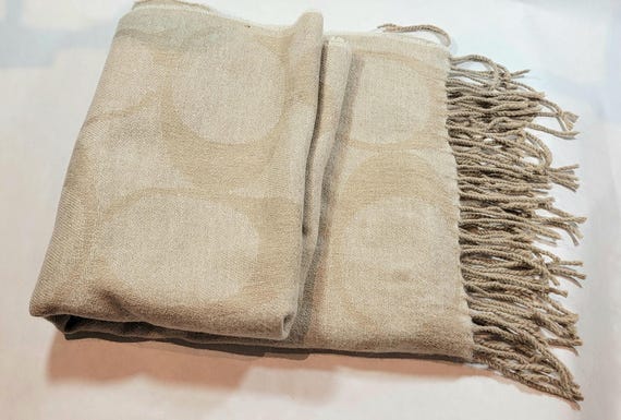 beige wool scarf coach vintage logo