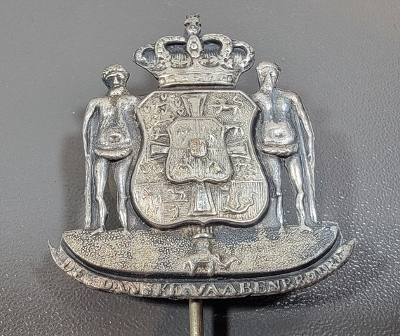 danish coat of arms lapel pin antique