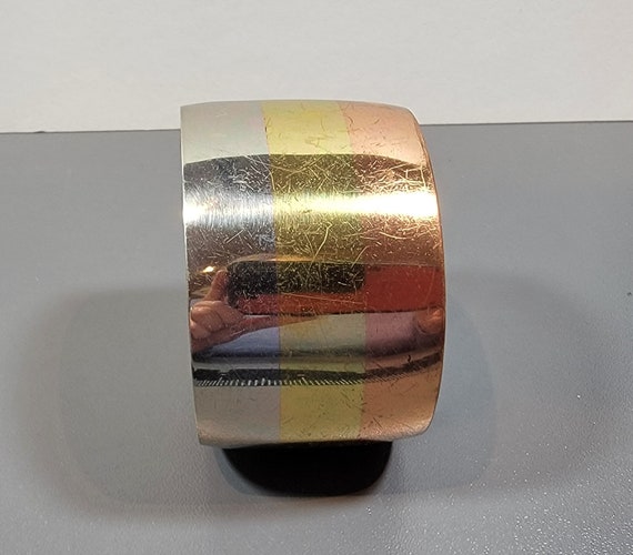 copper cuff bracelet wide brass silver vintage - image 6