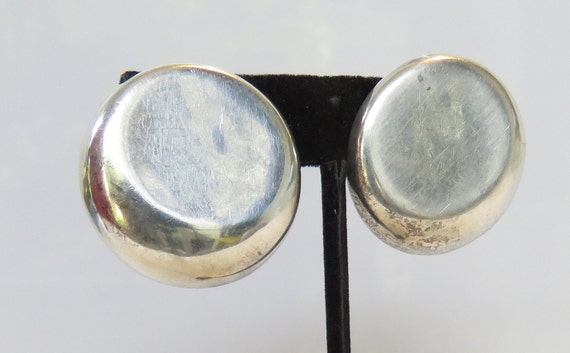 minimal silver earrings large thumbprint clip on modern sterling jewelry