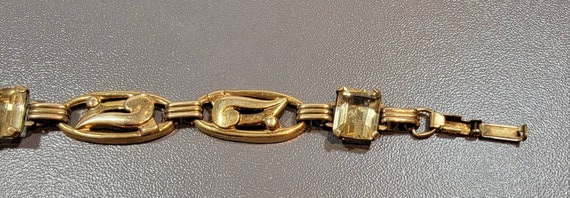 Art deco bracelet yellow stones gold filled setting timeless November birthstone