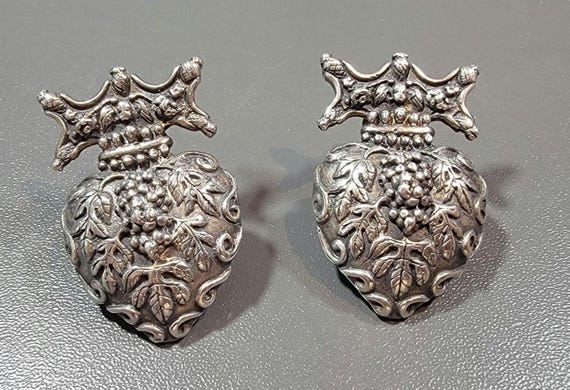 heart earrings large sterling silver rebecca Collins 1992 Boom-Boom Fashion style