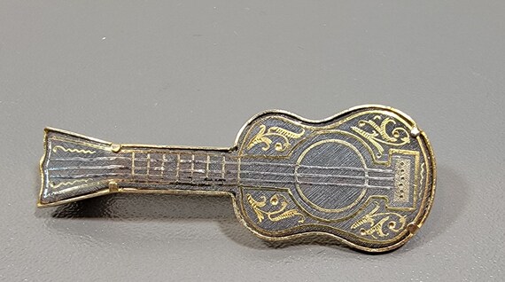 Guitar pin spanish toledo damascene inlay flamenco guitar