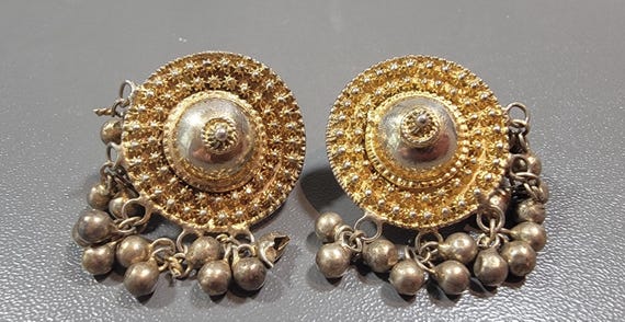 Cannetile earrings filligree silver gold gilt screw on boho style