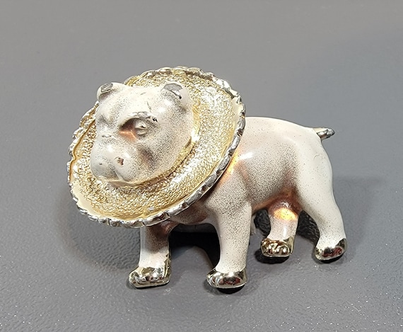 bull dog brooch vintage enamel scatter pin - image 1