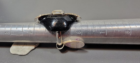 coro rhinestone ring art deco r adjustable black … - image 2