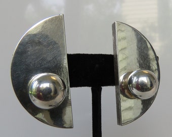 silver electroforn earrings israeli modernist geometric