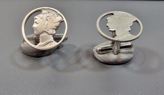mercury dime cufflinks vintage silver cufflinks - image 1