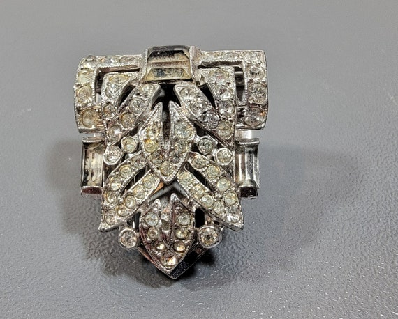 trifari brooch Art deco rhinestone brooch Clipmates