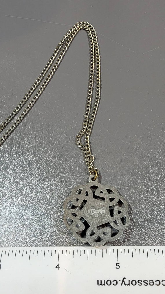 celtic knot medallion pendant pewter black caboch… - image 2