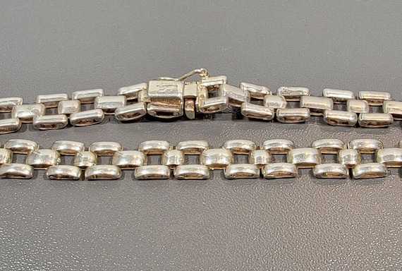 sterling silver collar neckace tank track links